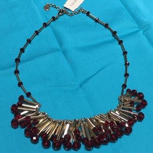NWT Talbots Burgundy and Gold Tone Bib Necklace
